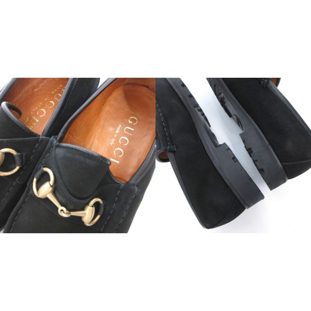 Gucci Loafers Slip on Horsebit Suede 39 Black — view 9