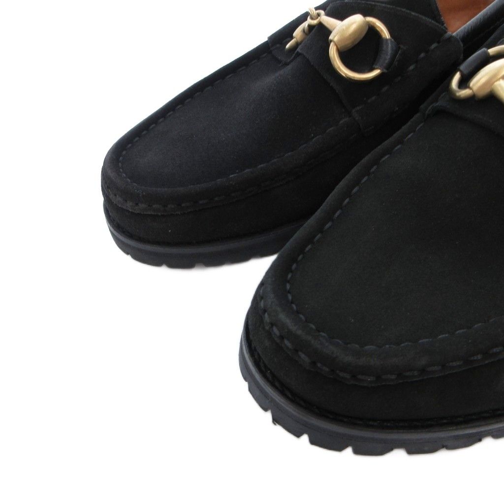 Gucci Loafers Slip on Horsebit Suede 39 Black — view 7