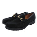 Gucci Loafers Slip on Horsebit Suede 39 Black