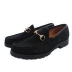 Gucci Loafers Slip on Horsebit Suede 39 Black
