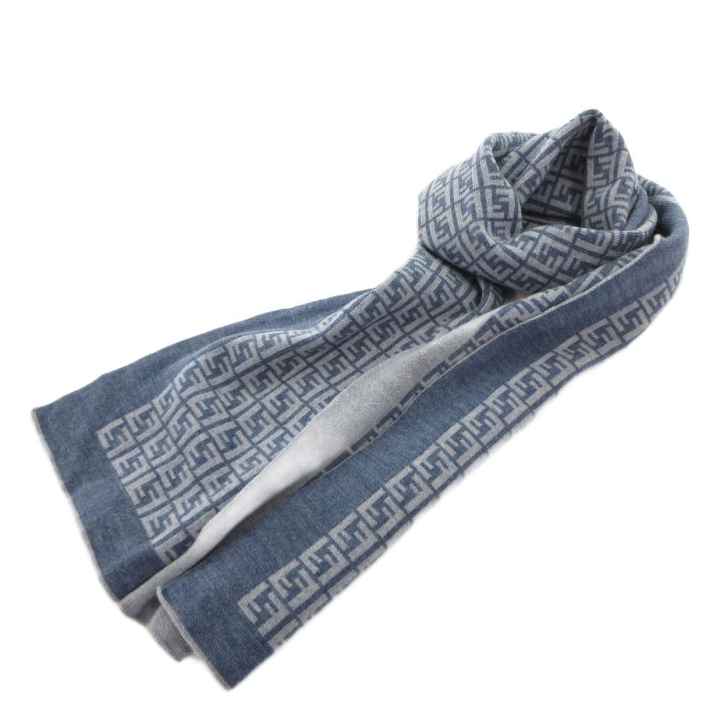 Fendi Scarf Shawl Zucca Pattern Wool Light Blue