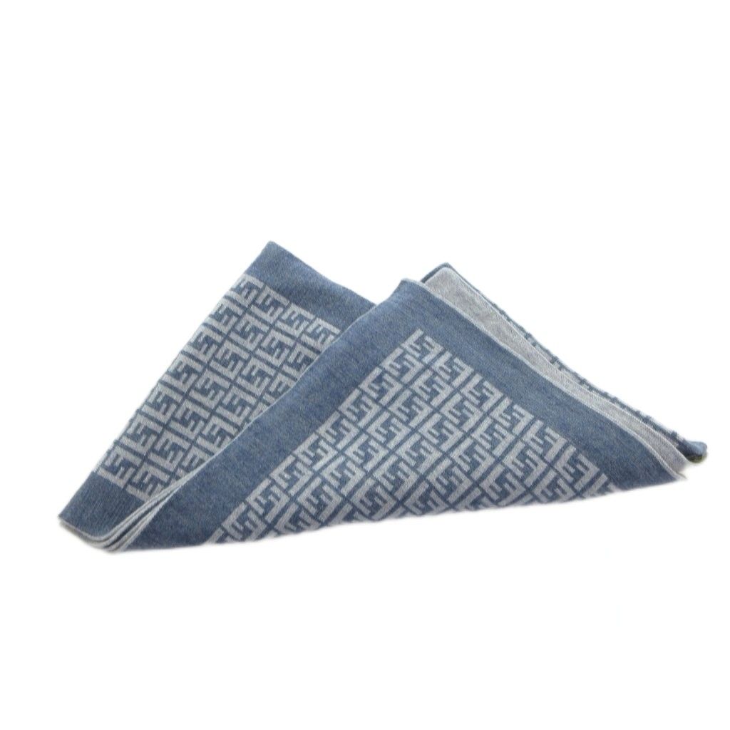 Fendi Scarf Shawl Zucca Pattern Wool Light Blue — view 3