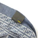 Fendi Scarf Shawl Zucca Pattern Wool Light Blue — view 6