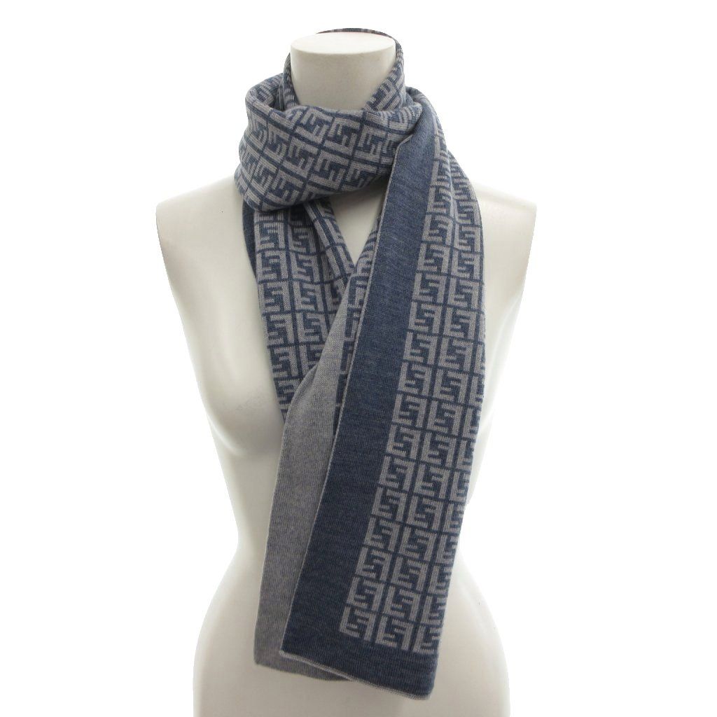 Fendi Scarf Shawl Zucca Pattern Wool Light Blue — view 5