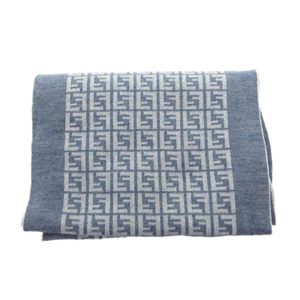 Fendi Scarf Shawl Zucca Pattern Wool Light Blue — view 2
