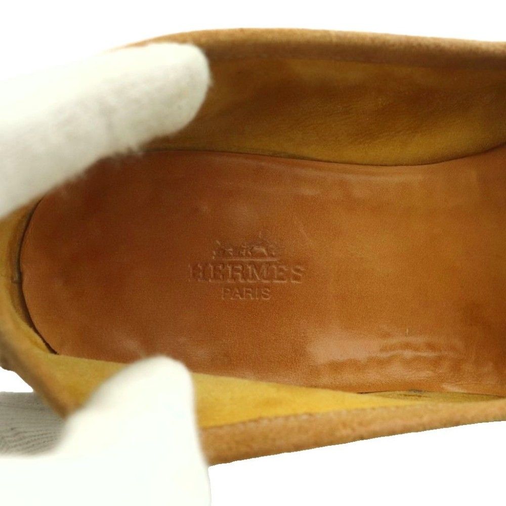 Hermes Suede Loafers Chaine D'ancre Round Toe Lo Heels 42 Beige SS — view 7