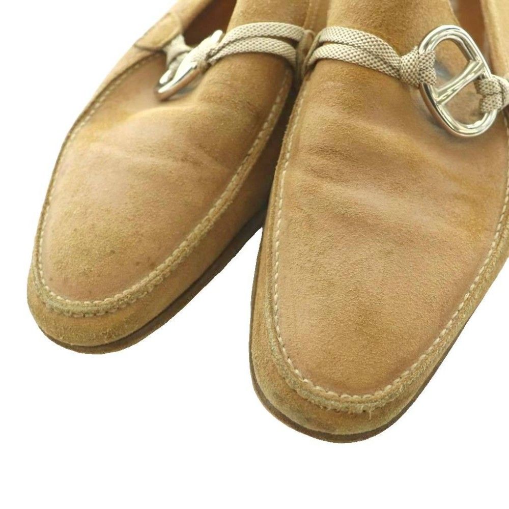 Hermes Suede Loafers Chaine D'ancre Round Toe Lo Heels 42 Beige SS — view 3