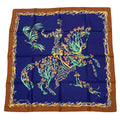 Hermes Scarf Silk Carre 90 Cheval Fleuri Flower Blooming Horse Blue