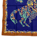 Hermes Scarf Silk Carre 90 Cheval Fleuri Flower Blooming Horse Blue — view 4