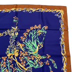 Hermes Scarf Silk Carre 90 Cheval Fleuri Flower Blooming Horse Blue — view 3