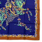 Hermes Scarf Silk Carre 90 Cheval Fleuri Flower Blooming Horse Blue — view 5