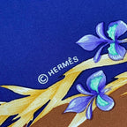 Hermes Scarf Silk Carre 90 Cheval Fleuri Flower Blooming Horse Blue — view 7