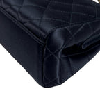 Chanel Quilted Shoulder Bag Satin Black CC Logo — view 7