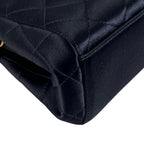 Chanel Quilted Shoulder Bag Satin Black CC Logo — view 8