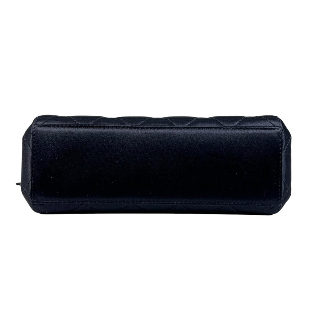 Chanel Quilted Shoulder Bag Satin Black CC Logo — view 4