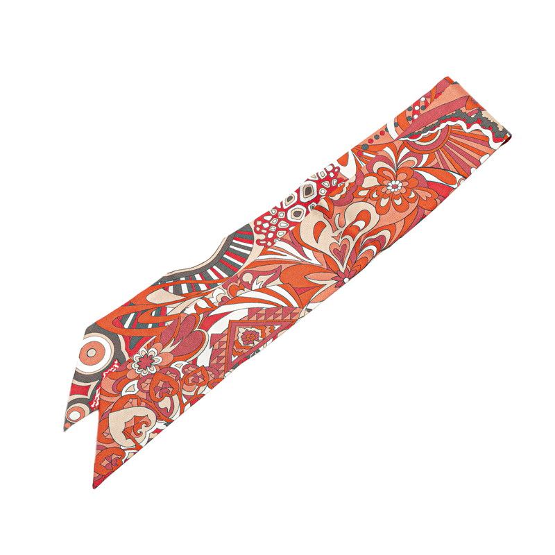 Hermes Twilly les Flots du Cheval Award for Horses Scarf Red White Multicolor