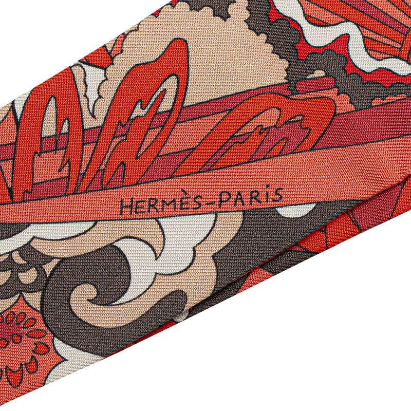 Hermes Twilly les Flots du Cheval Award for Horses Scarf Red White Multicolor — view 3