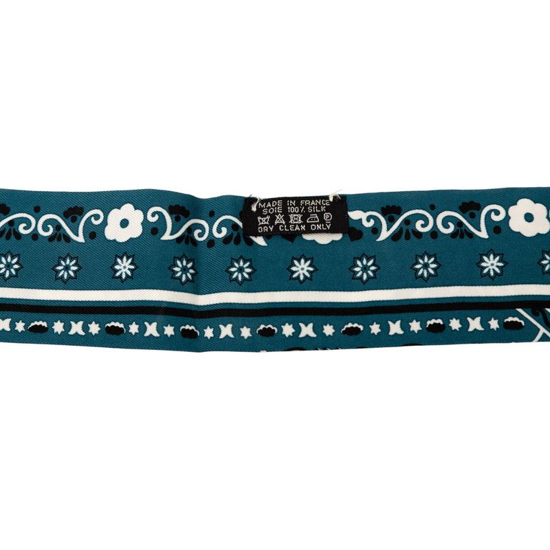 Hermes Twilly Peuple du Vent People of the Wind Scarf Blue Black White Silk — view 6