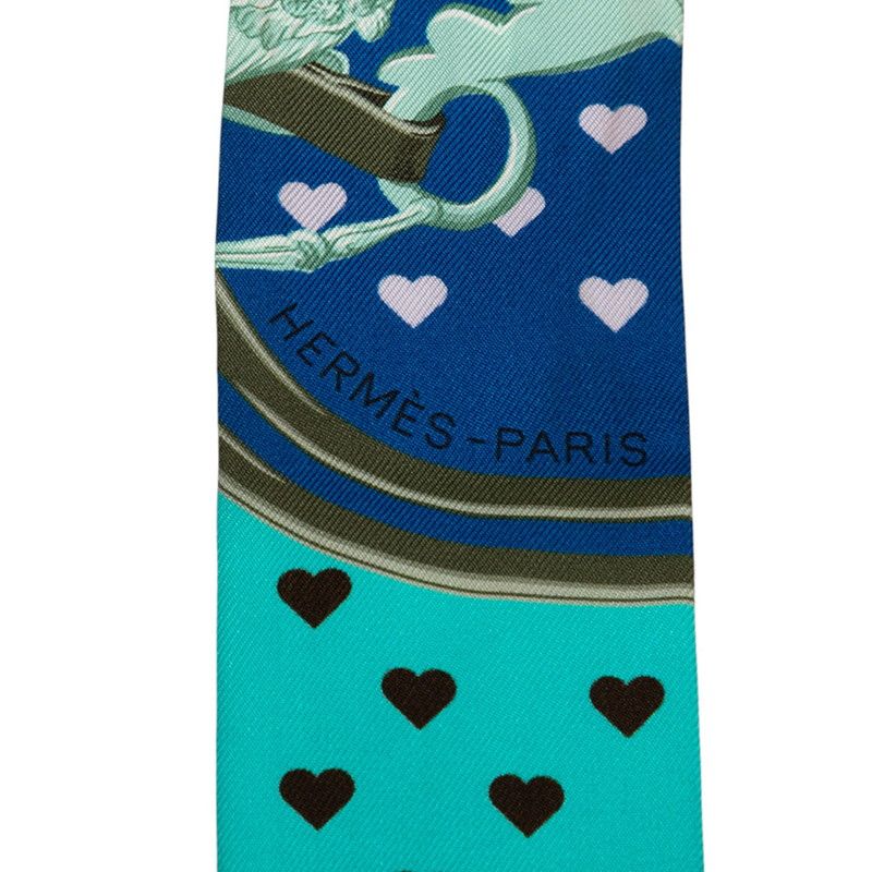 Hermes Twilly Brides de Gala Love Scarf Blue Multicolor Silk — view 4