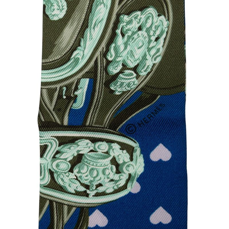 Hermes Twilly Brides de Gala Love Scarf Blue Multicolor Silk — view 5