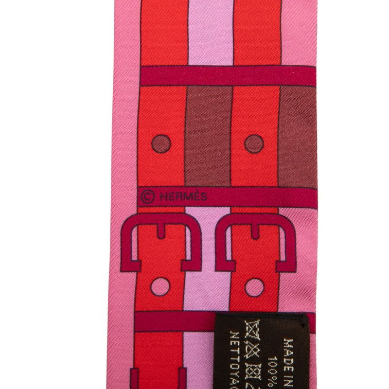 Hermes Tsuiri Rocabar Ro Cover le Border Horse Scarf Pink Red Silk — view 4