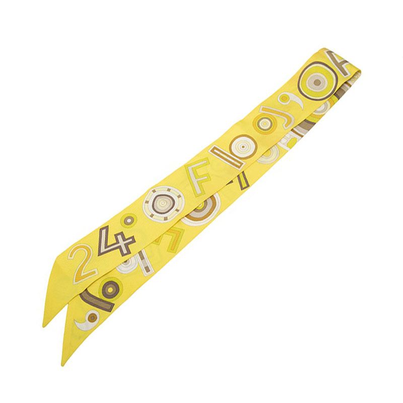 Hermes Twilly Tohu Bohu Chaos Scarf Yellow Silk