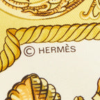 Hermes Carre 90 LV Dovicvs Magnvs White Louis Xiv on a Horse Scarf Yellow Silk — view 4