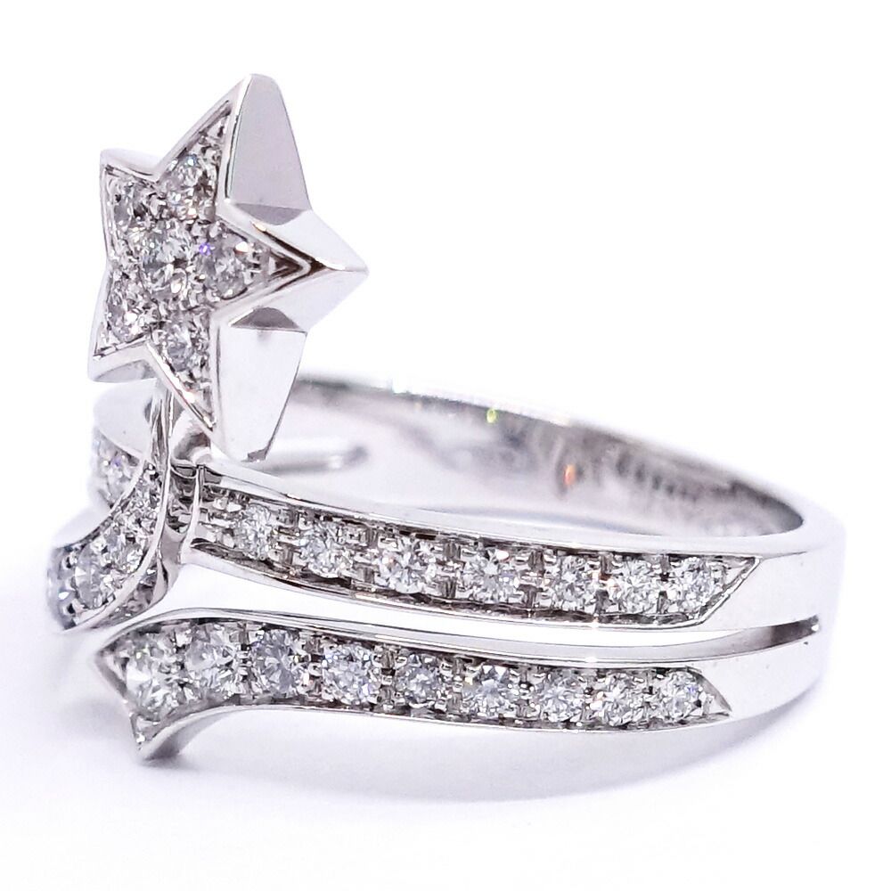 Chanel 18k White Gold Comet Diamond Ring Star Polished — view 6