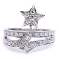 Chanel 18k White Gold Comet Diamond Ring Star Polished