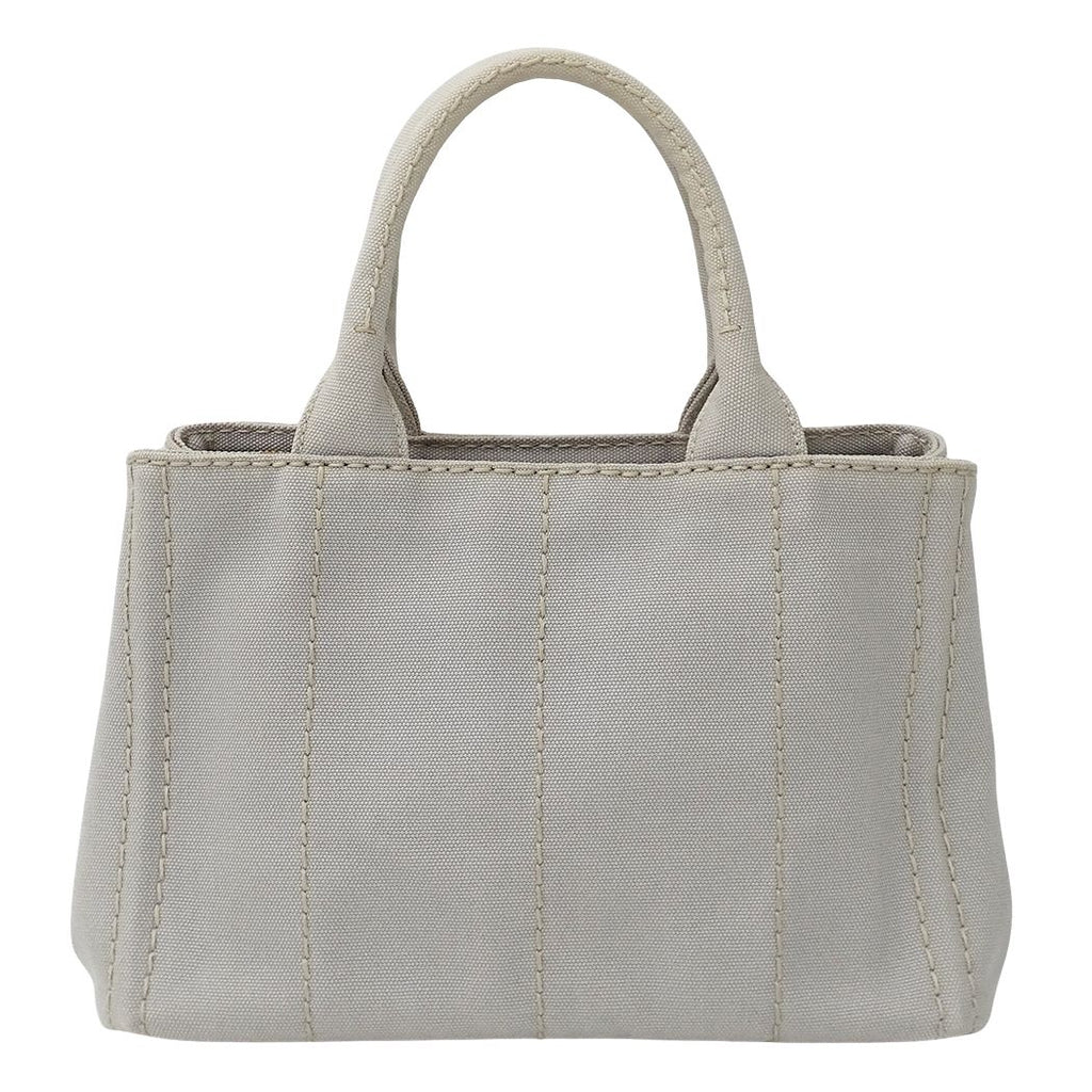 Prada Tote Shoulder Bag 2-Way Canvas Canapa Mini Light Gray — view 2