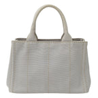 Prada Tote Shoulder Bag 2-Way Canvas Canapa Mini Light Gray — view 2