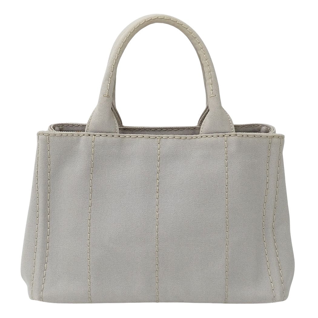 Prada Tote Shoulder Bag 2-Way Canvas Canapa Mini Light Gray — view 2