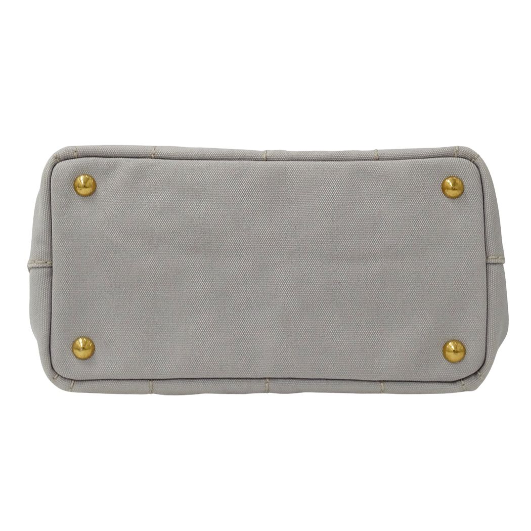 Prada Tote Shoulder Bag 2-Way Canvas Canapa Mini Light Gray — view 3