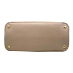 Prada Handbag Double Bag Saffiano Cuir Leather Triangle Logo Beige Black Gold — view 5