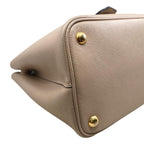 Prada Handbag Double Bag Saffiano Cuir Leather Triangle Logo Beige Black Gold — view 6