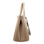 Prada Handbag Double Bag Saffiano Cuir Leather Triangle Logo Beige Black Gold — view 4