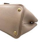 Prada Handbag Double Bag Saffiano Cuir Leather Triangle Logo Beige Black Gold — view 7