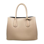 Prada Handbag Double Bag Saffiano Cuir Leather Triangle Logo Beige Black Gold — view 2