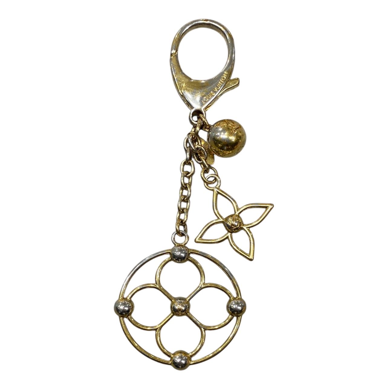 Louis Vuitton Bag Charm Key Holder Blue Gold