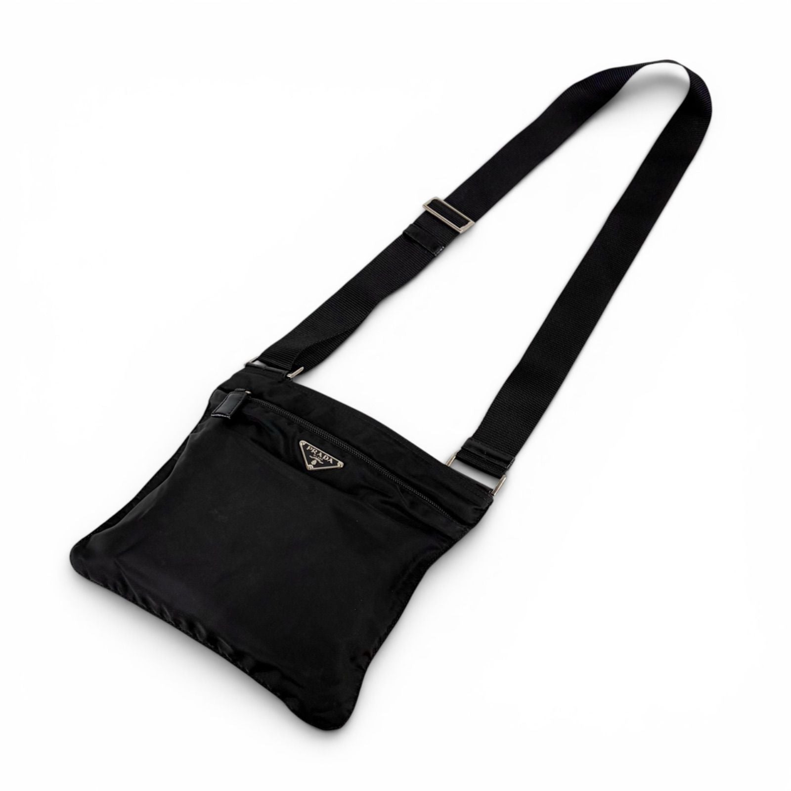 Prada Triangle Logo Tessuto Nylon Mini Shoulder Bag Crossbody Black Nero — view 2