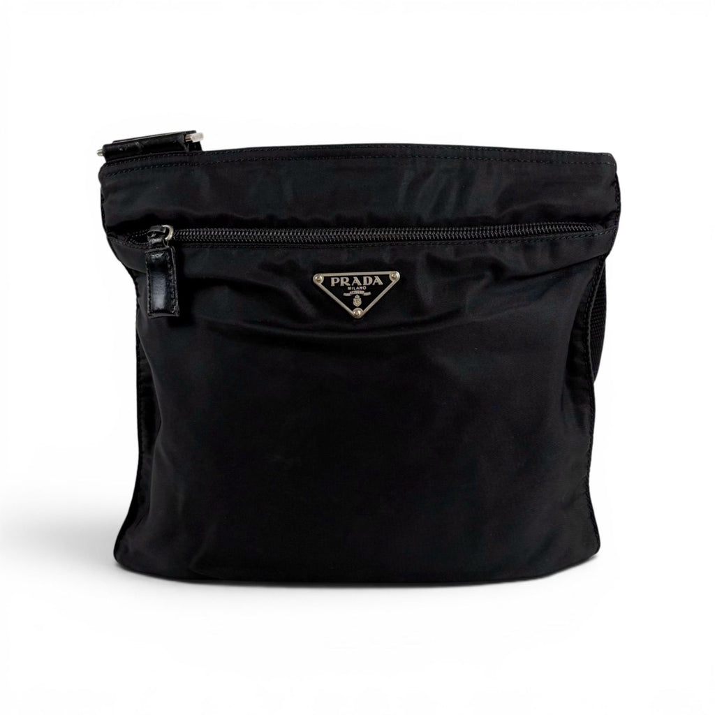 Prada Triangle Logo Tessuto Nylon Mini Shoulder Bag Crossbody Black Nero — view 3