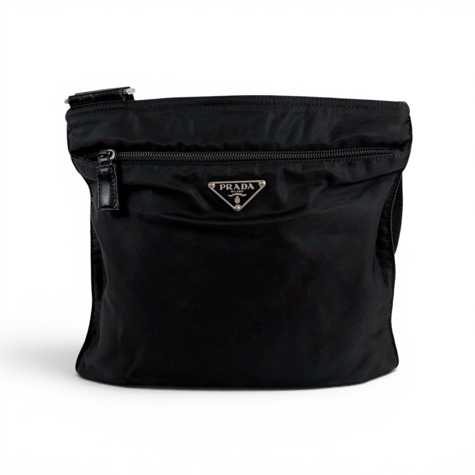 Prada Triangle Logo Tessuto Nylon Mini Shoulder Bag Crossbody Black Nero — view 3