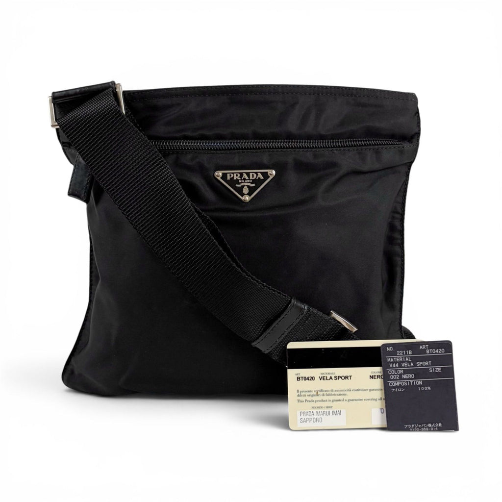 Prada Triangle Logo Tessuto Nylon Mini Shoulder Bag Crossbody Black Nero