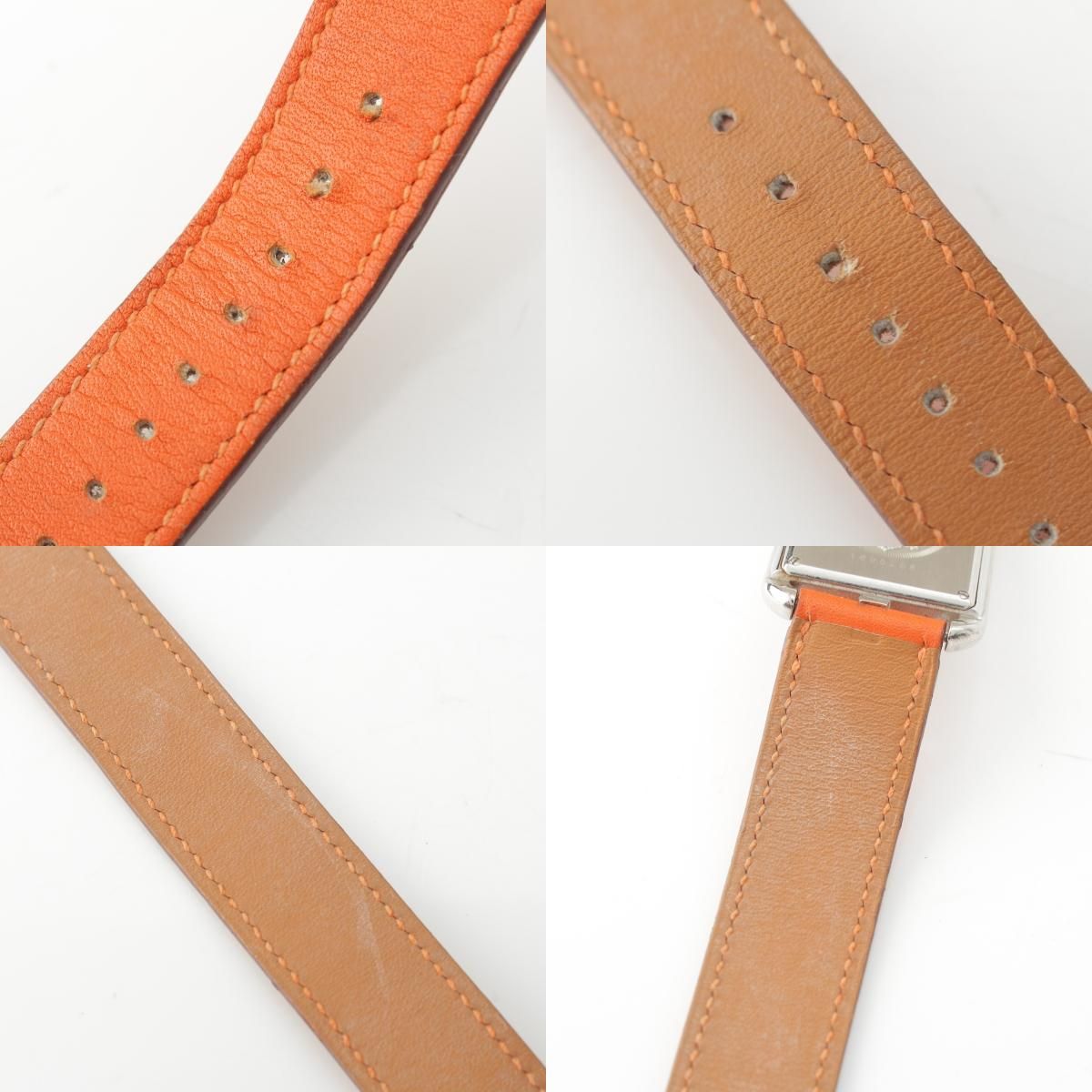 Hermes Capecod Double Tour SS Leather Watch Wallet Quartz White Dial Orange — view 9