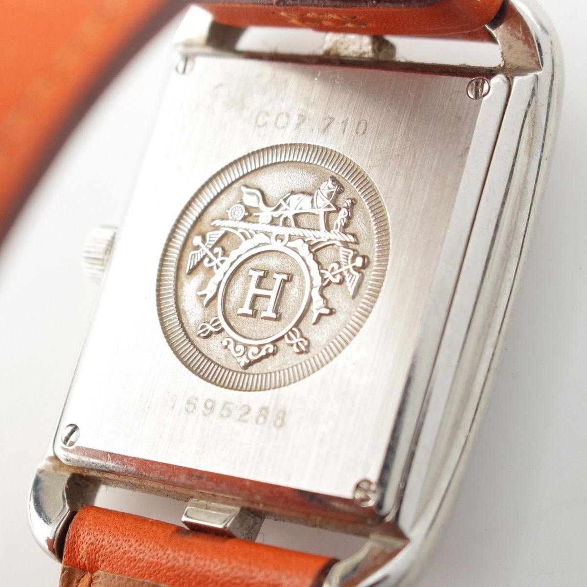 Hermes Capecod Double Tour SS Leather Watch Wallet Quartz White Dial Orange — view 7