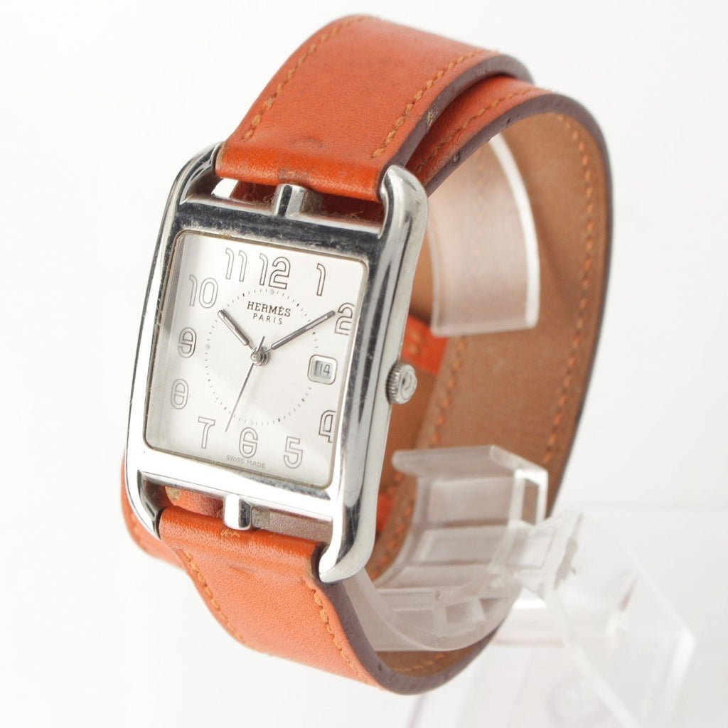 Hermes Capecod Double Tour SS Leather Watch Wallet Quartz White Dial Orange — view 2
