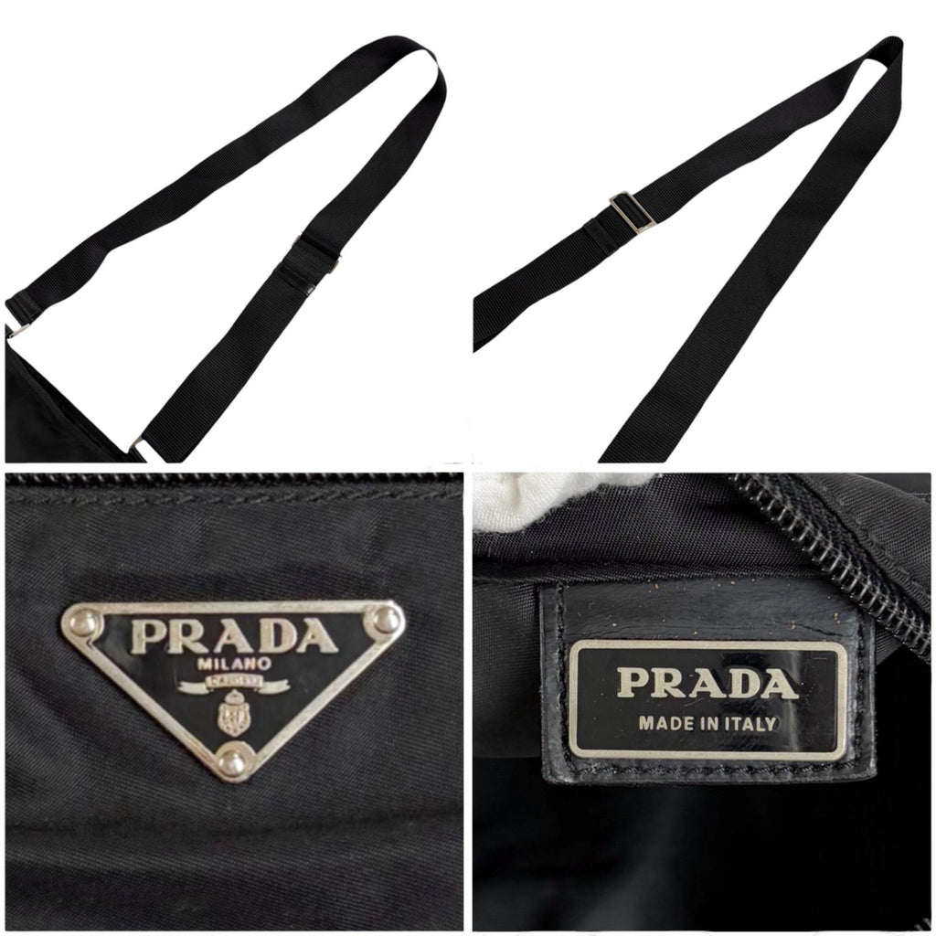 Prada Triangle Logo Tessuto Nylon Mini Shoulder Bag Crossbody Black Nero — view 8