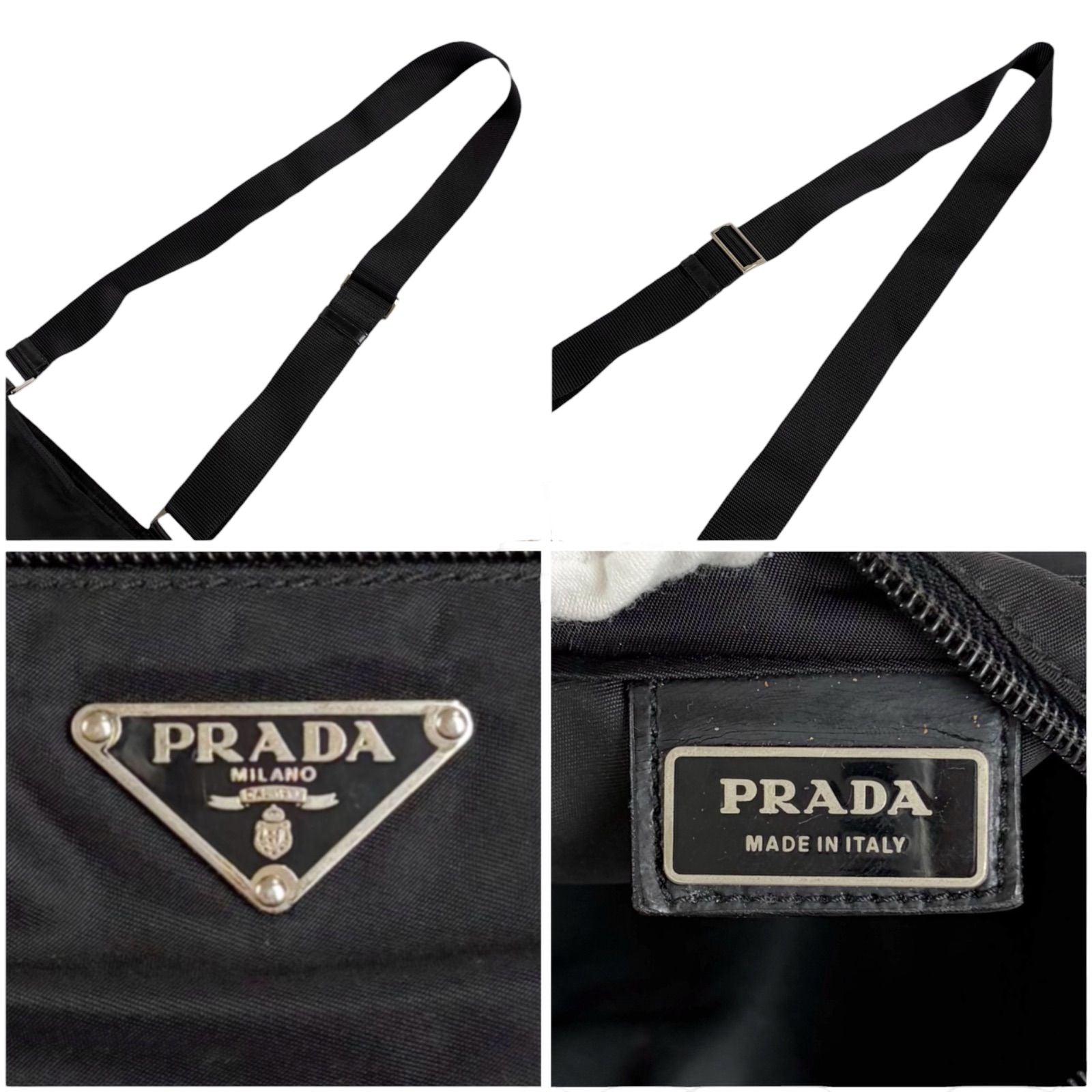 Prada Triangle Logo Tessuto Nylon Mini Shoulder Bag Crossbody Black Nero — view 8