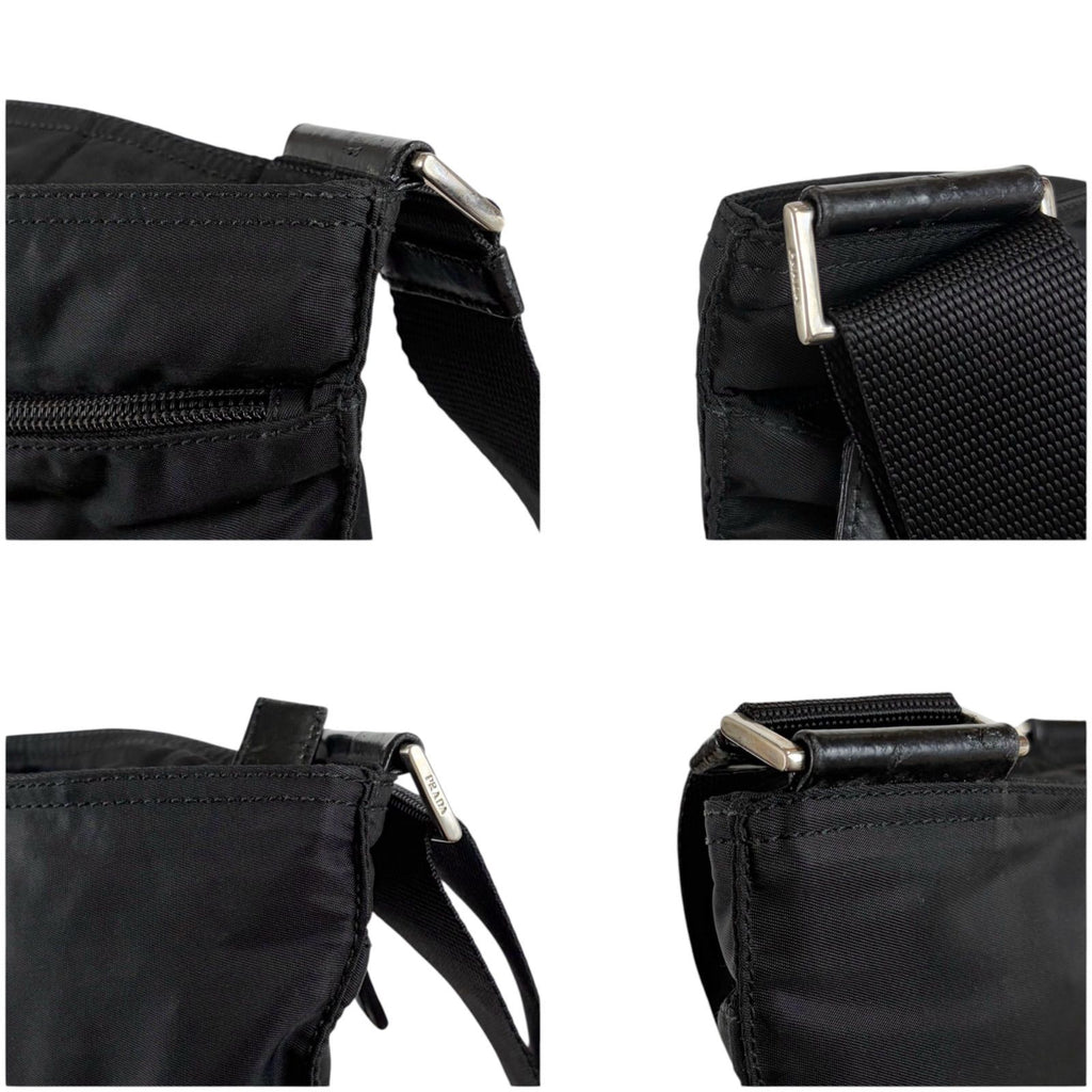 Prada Triangle Logo Tessuto Nylon Mini Shoulder Bag Crossbody Black Nero — view 5