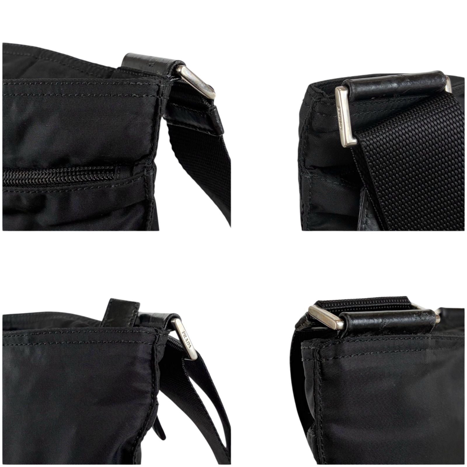 Prada Triangle Logo Tessuto Nylon Mini Shoulder Bag Crossbody Black Nero — view 5